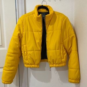 BRAND NEW yellow cropped puffer jacket!
